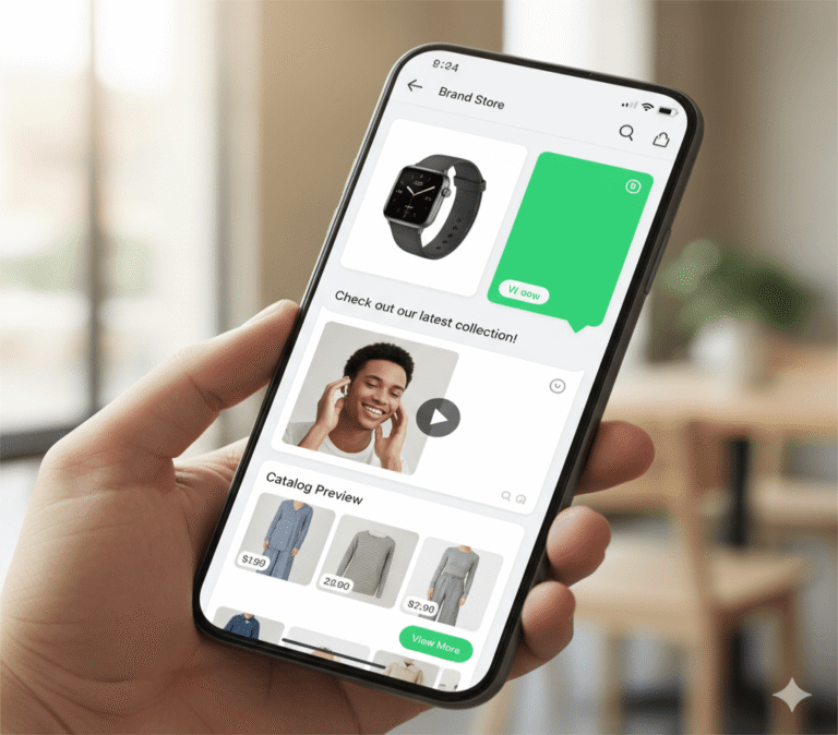 Bulk SMS marketing with rich media WhatsApp view.