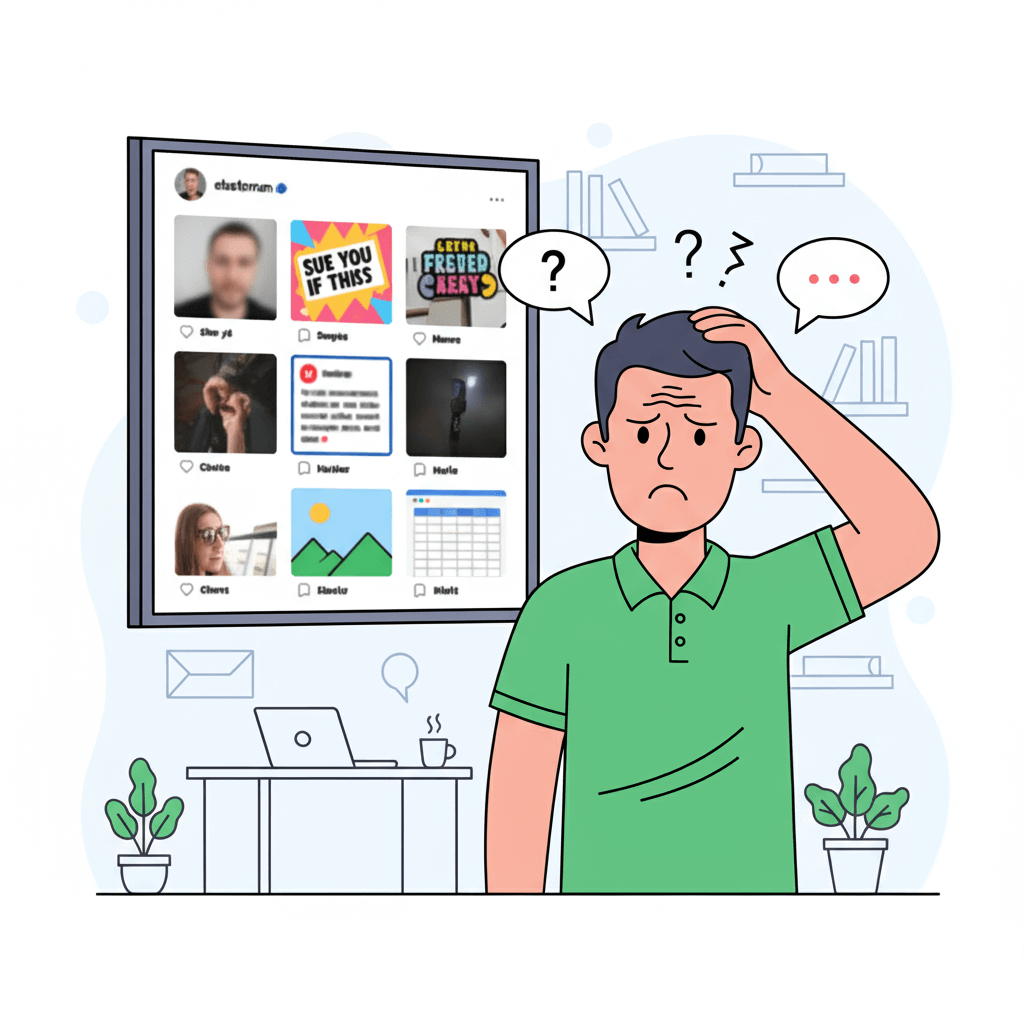 Instagram promotion mistakes shown on a messy feed